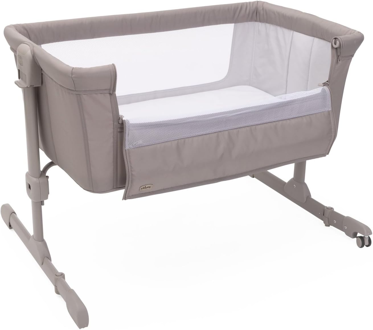 Next2Me Essential Berceau Nouveau-né pour Lit de Côté, Berceau Co-Dodo, Compatible avec Divers Lits, Hauteur Réglable, Bonne Circulation de l'Air, Matelas et Sac Inclus, 0-6 Mois, Beige Dove