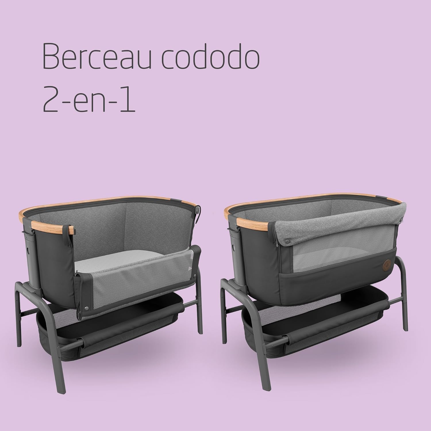 Maxi-Cosi Iora Berceau Cododo, Lit Cododo Bebe Pliable, 0-6 Mois, 9 kg Max, 4 Inclinaisons et 5 Hauteurs, Système Coulissant, Matelas Confort, Grand Panier, Facile à Transporter, Essential Graphite Essential Graphite Iora