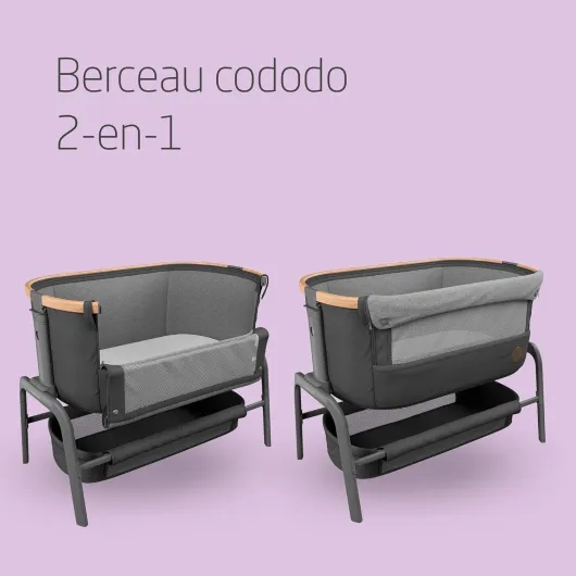 Maxi-Cosi Iora Berceau Cododo, Lit Cododo Bebe Pliable, 0-6 Mois, 9 kg Max, 4 Inclinaisons et 5 Hauteurs, Système Coulissant, Matelas Confort, Grand Panier, Facile à Transporter, Essential Graphite Essential Graphite Iora
