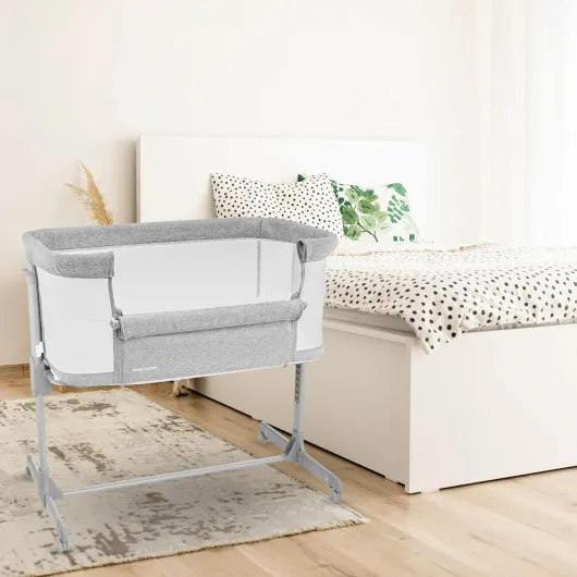 Moby-System Luna Lit Parapluie Bébé avec Matelas 3 en 1 - Lit Cododo Bebe jusqu'à 9 kg (0-6 Mois), Hauteur Réglable 7 Niveaux, Compatible avec Plusieurs Lits