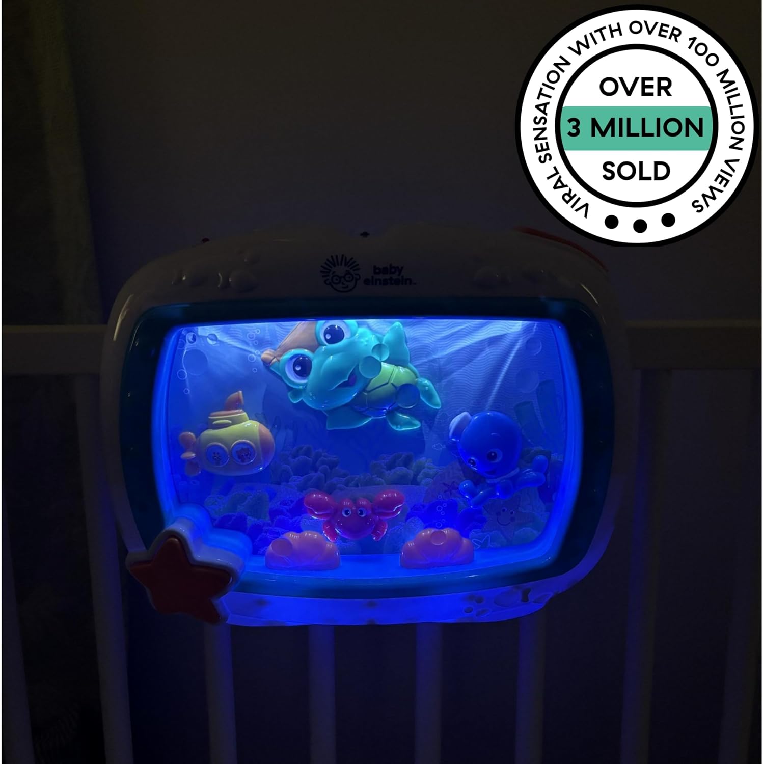 Sea Dreams Soother, Veilleuse Bébé Musicale et Lumineuse avec Bruit Blanc – Aquarium Bébé Veilleuse Enfant Apaisante, Lumières Douces, Sons Océan, Télécommande, 0+ Mois Baby Sea Dreams Soother Blue