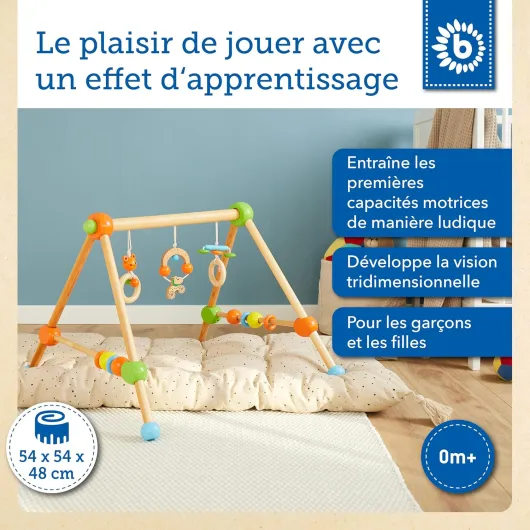 Arche Eveil Bebe - Arche Bebe Bois - Arche d'éveil - Arche en Bois Bebe - Portique Bebe - Arche Eveil Bebe Bois Portique Deveil Bebe Bois Portique Bois Portique Eveil Bebe Tapis de Motricité Orange/Vert/Bleu Standard