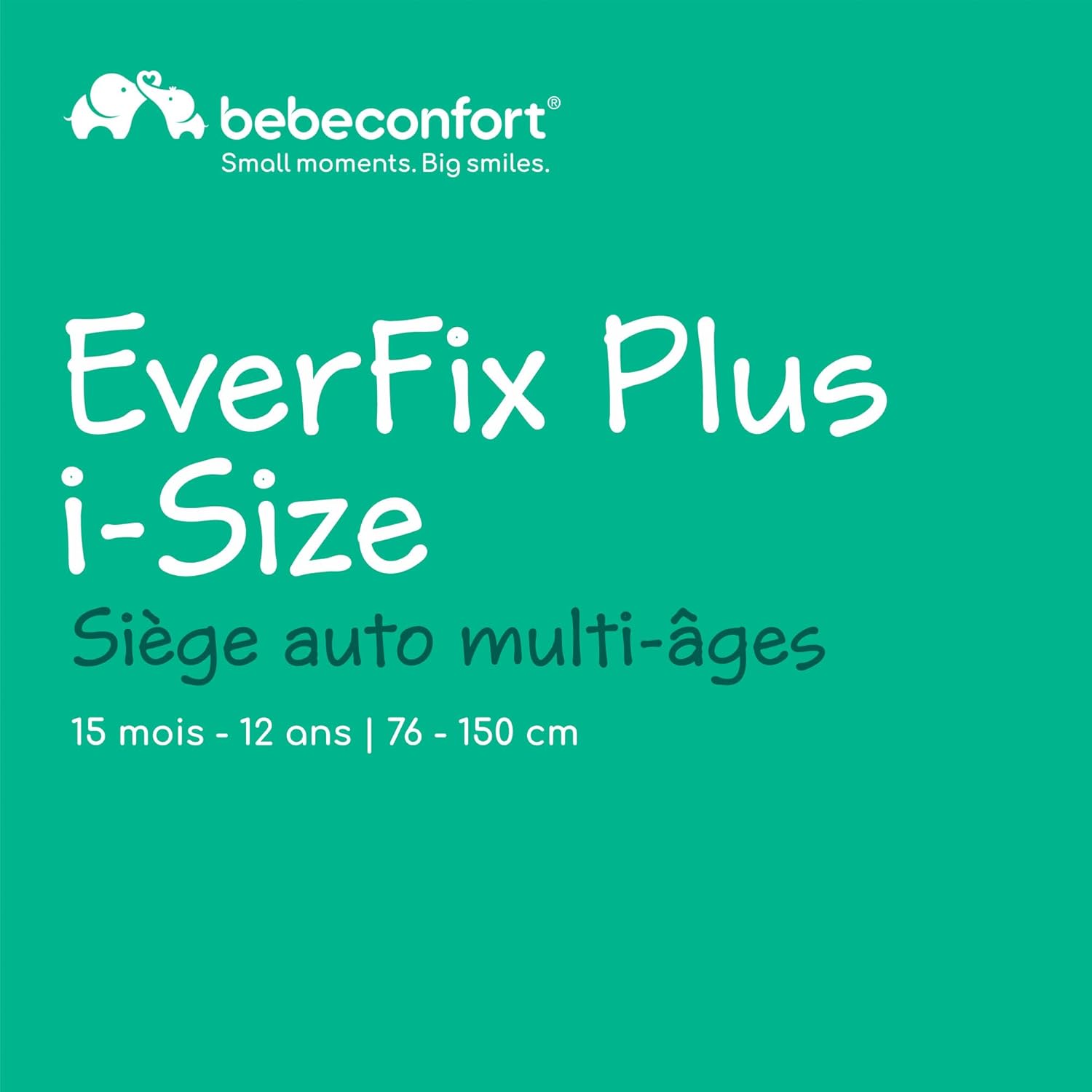 EverFix Plus i-Size, Siège Auto Evolutif, 15 mois - 12 ans, 76-150 cm, Rehausseur Voiture Enfant ISOFIX, Protection Contre Les Chocs Latéraux, 14 Positions D'appui-tête, Full Black