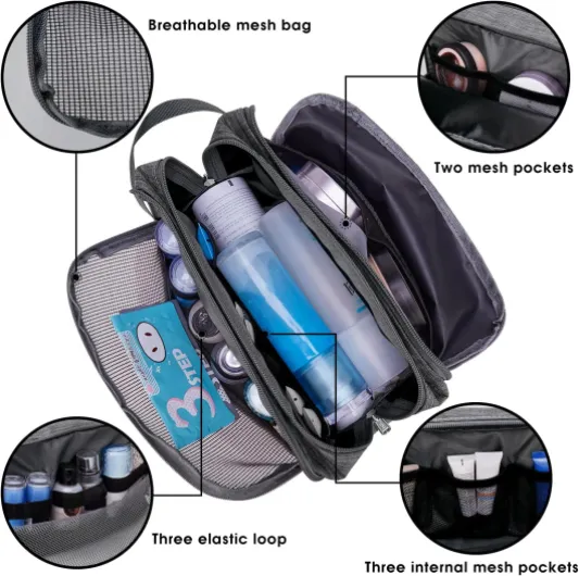 Trousse de Toilette Homme Sac de Toilette Accessoires de Voyage Trousse Maquillage Femme Organisateurs de Toilettes(A - Denim Grey) 0a - Denim Gris