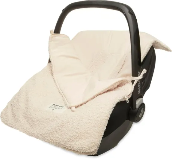 Chancelière Boucle Naturel Teddy - Pour porte-bébé, siège auto groupe 0+ et poussette - Pour ceinture à 3 points et 5 points - Crème Naturel boucle