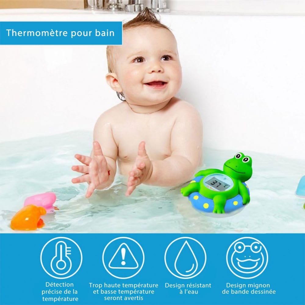 Doli Yearning Thermomètre de bain pour bébé, jouet de bain flottant pour tout-petits, thermomètre de baignoire, à degrés Fahrenheit et Celsius – Bleu