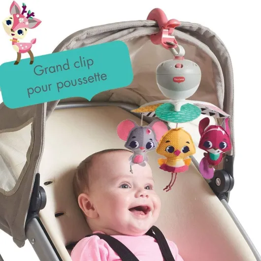 Mobile de Voyage, 3-in-1 Mobile Musical Lit Bébé Portable, 0+ Mois, Mobile Bebe Poussette, Multi-usage avec 3 Connecteurs, 5 Mélodies, 30 Minutes de Musique, Collection Princesse