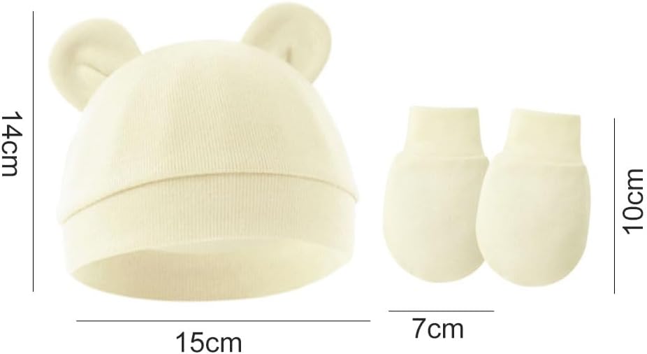 Bonnets de Naissance et Moufles Applicable de 0 à 6 Mois Taille Unique 3 Ensembles Ensemble de Mitaines de Chapeau,Bonnet Tricoté et Mignon pour Les Tout-Petits,pour Bébé Garçon et Fille