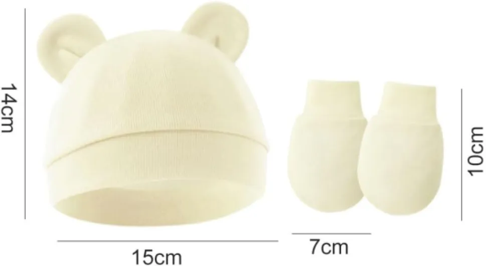 Bonnets de Naissance et Moufles Applicable de 0 à 6 Mois Taille Unique 3 Ensembles Ensemble de Mitaines de Chapeau,Bonnet Tricoté et Mignon pour Les Tout-Petits,pour Bébé Garçon et Fille