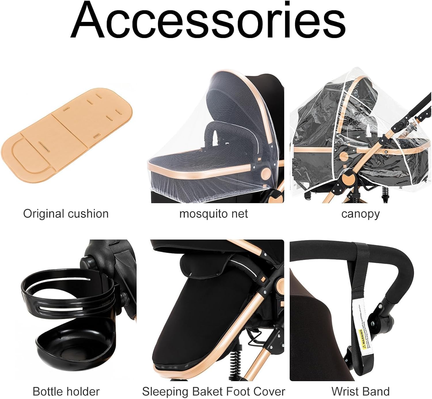 Poussette 3 en 1, Pousette Trio avec Conception Portable Pliable en Un Clic, Poussette Combinée avec Réversible Bidirectionnelle, Pousette Bebe avec Accessoires (588 Black) 3 in 1 588 Black 3 in 1-588 Model