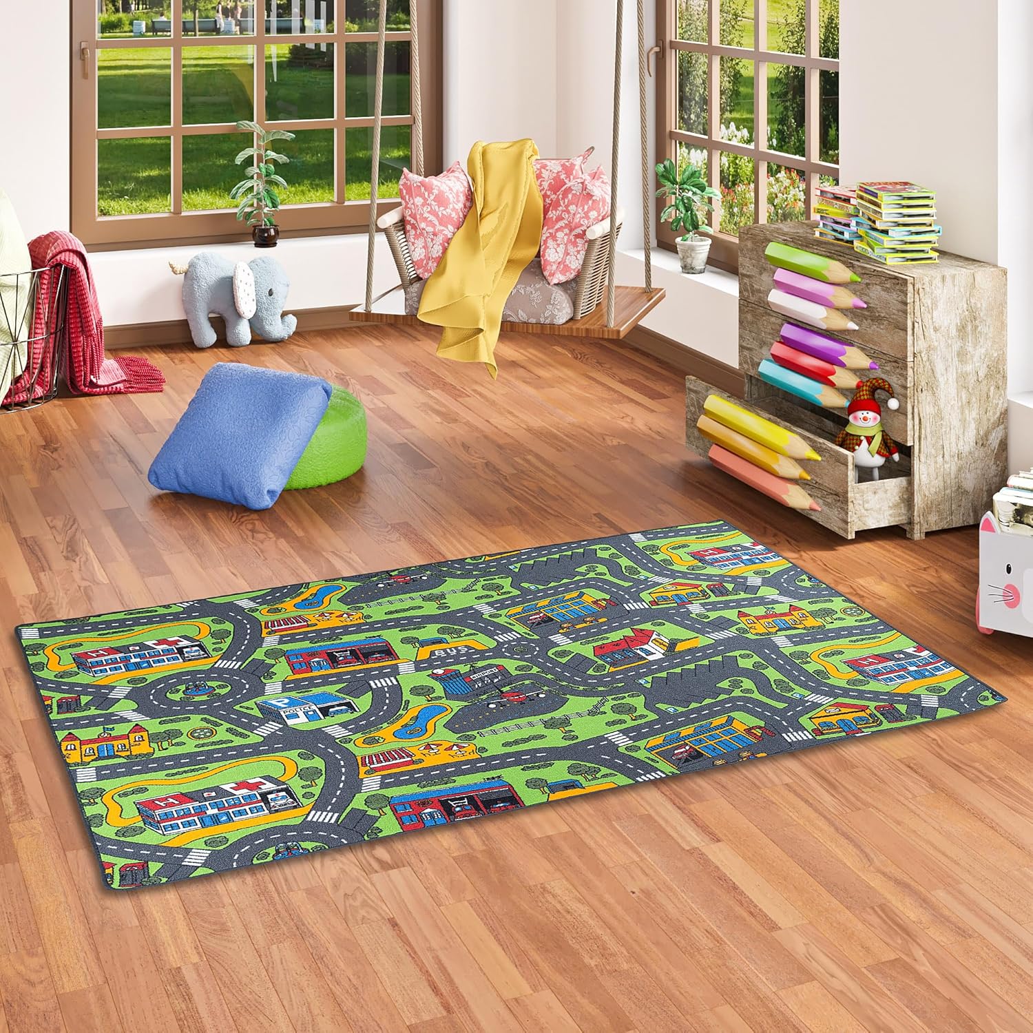 Snapstyle Tapis pour Enfants et Tapis de Jeu - Grand Choix de Tapis de Rue - Facile d'entretien et résistant pour Les Chambres d'enfants Disney Cars 100x100 cm