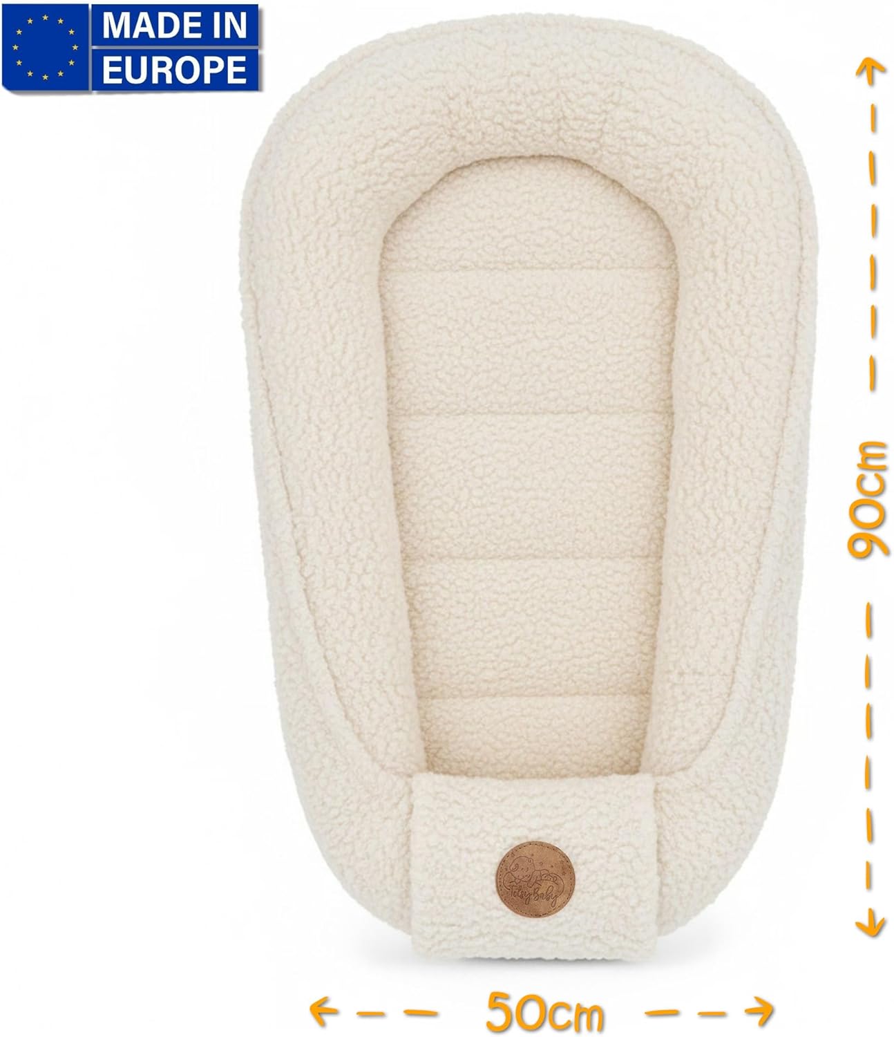 Couffin Cocon Nid Bébé Réducteur de Lit Boucle - Babynest Portable pour Berceau Couchage Enfant Douillet Câlin Garçon Fille Nouveau Né Nido Crème Crème 90x50 cm