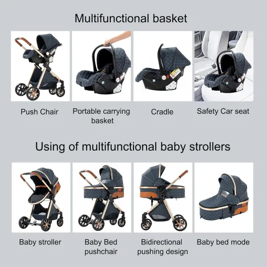 Poussette 3 en 1, Haute vue Poussette Bebe Pliante, Poussant Avant Et Arrière En aluminium, Système De Voyage Pour Bébé (V9 Black) 3 in 1 V9 Black 3 in 1-V9 Model
