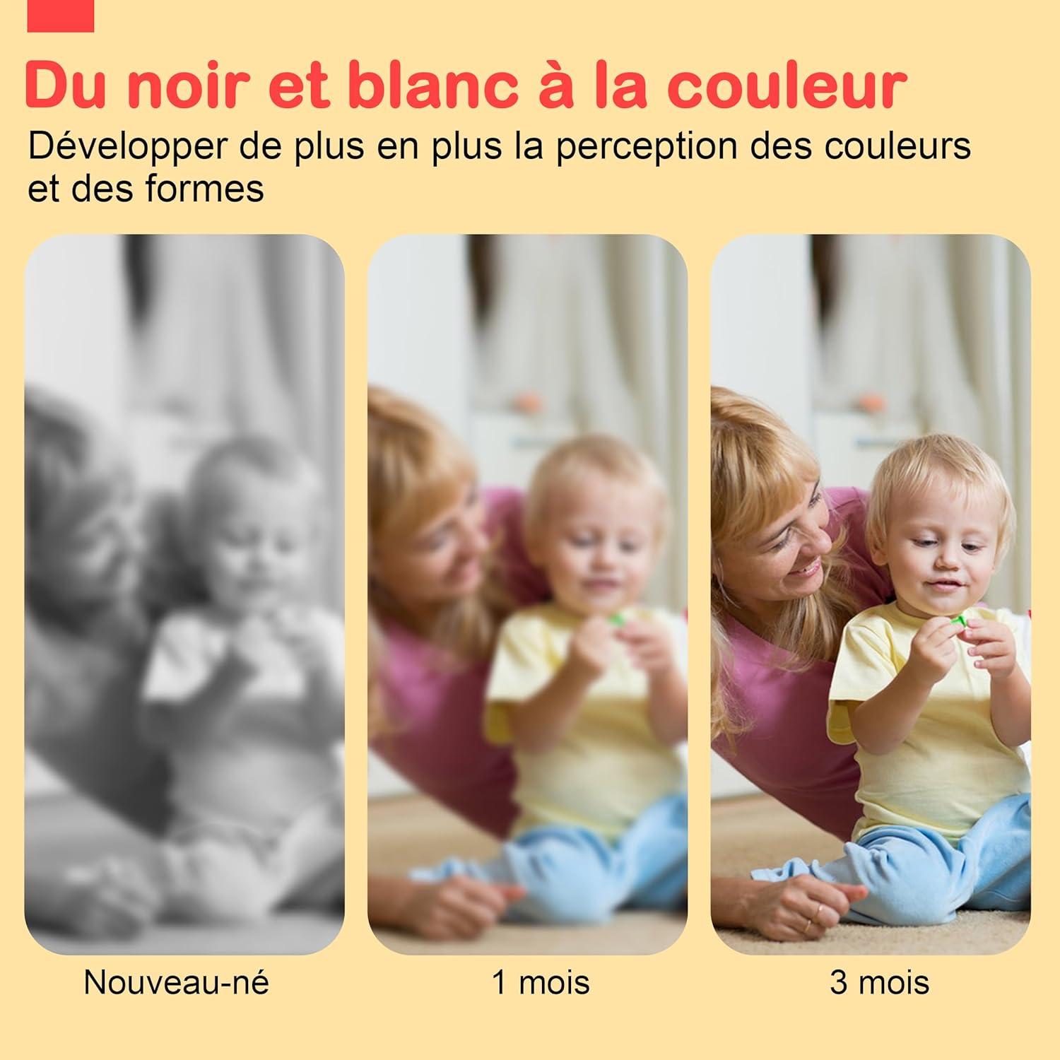 Livre Tissu bébé 0-3-6-12 Mois,Livre Noir et Blanc Bébé Montessori,Livre de Haute Contraste en Tissu Sensoriel Bébé Naissance,Jouet eveil Bebe 0-3-6 Mois,Cadeau Parfait pour Bébé Noir Blanc Rouge-b