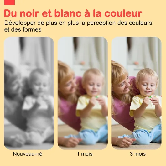 Livre Tissu bébé 0-3-6-12 Mois,Livre Noir et Blanc Bébé Montessori,Livre de Haute Contraste en Tissu Sensoriel Bébé Naissance,Jouet eveil Bebe 0-3-6 Mois,Cadeau Parfait pour Bébé Noir Blanc Rouge-b