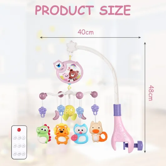 Mobile Musical bébé, Musical Lit Bébé,Mobile de Voyage,3-in-1 Mobile Musical Lit Bébé avec Lumières et Musique,Mobile Musical Berceau Bébé, Projecteu - Cadeau pour Nouveau Née rose