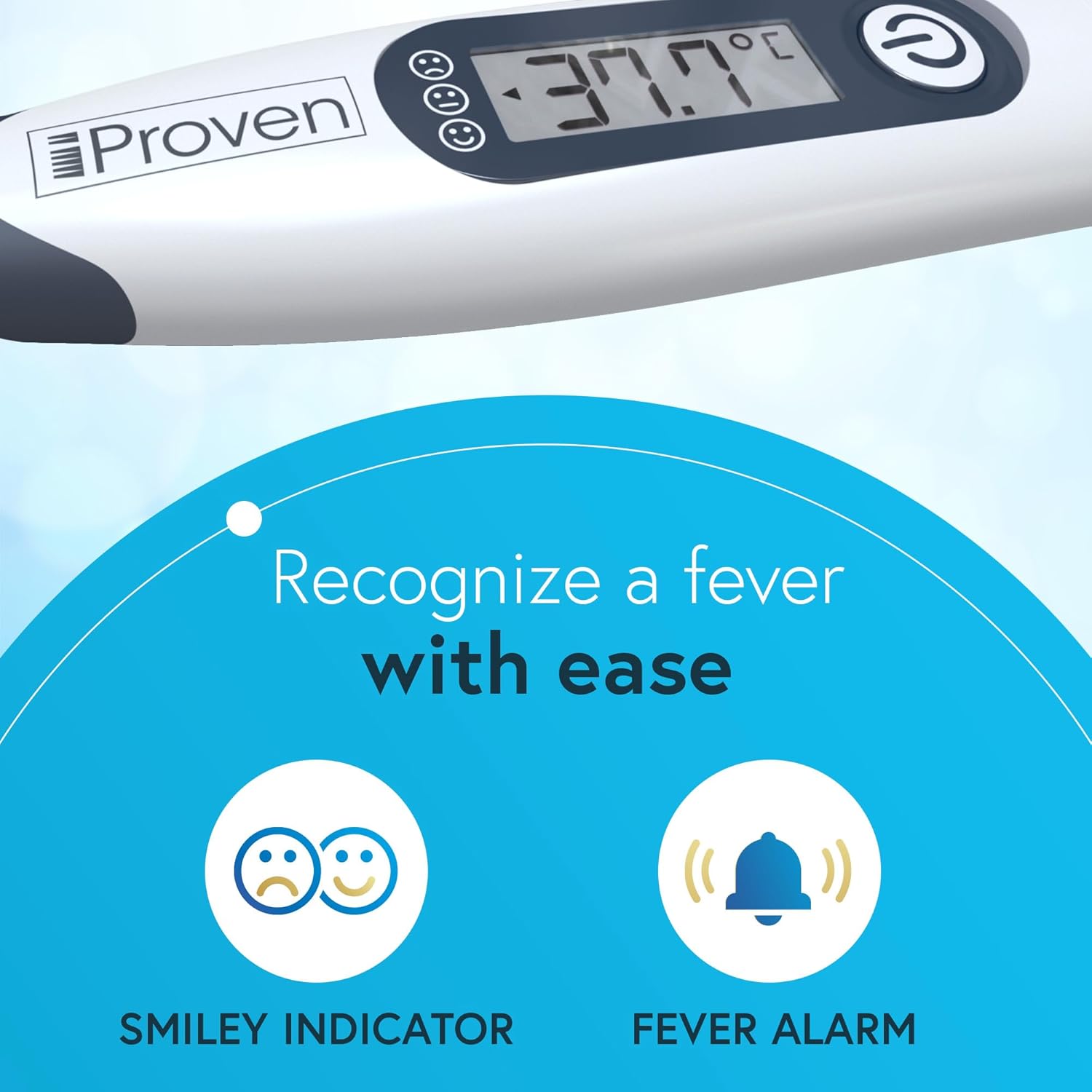 IProven Thermomètre numérique pour enfants Thermomètre médical pour bébé Thermomètre corporel avec indicateur de fièvre Thermomètre numérique pour enfants blanc