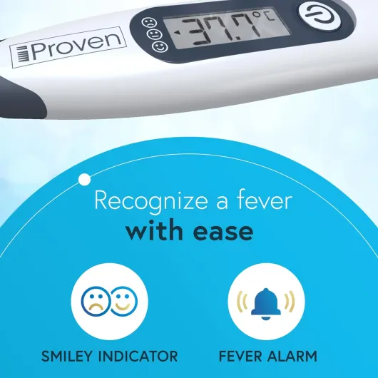 IProven Thermomètre numérique pour enfants Thermomètre médical pour bébé Thermomètre corporel avec indicateur de fièvre Thermomètre numérique pour enfants blanc