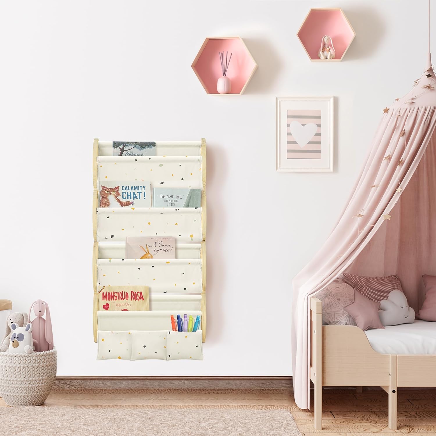 Bibliothèque Enfant Etagere Rangement Livre Bibliotheque Enfant Murale Bois 81x43x8cm - Terrazzo