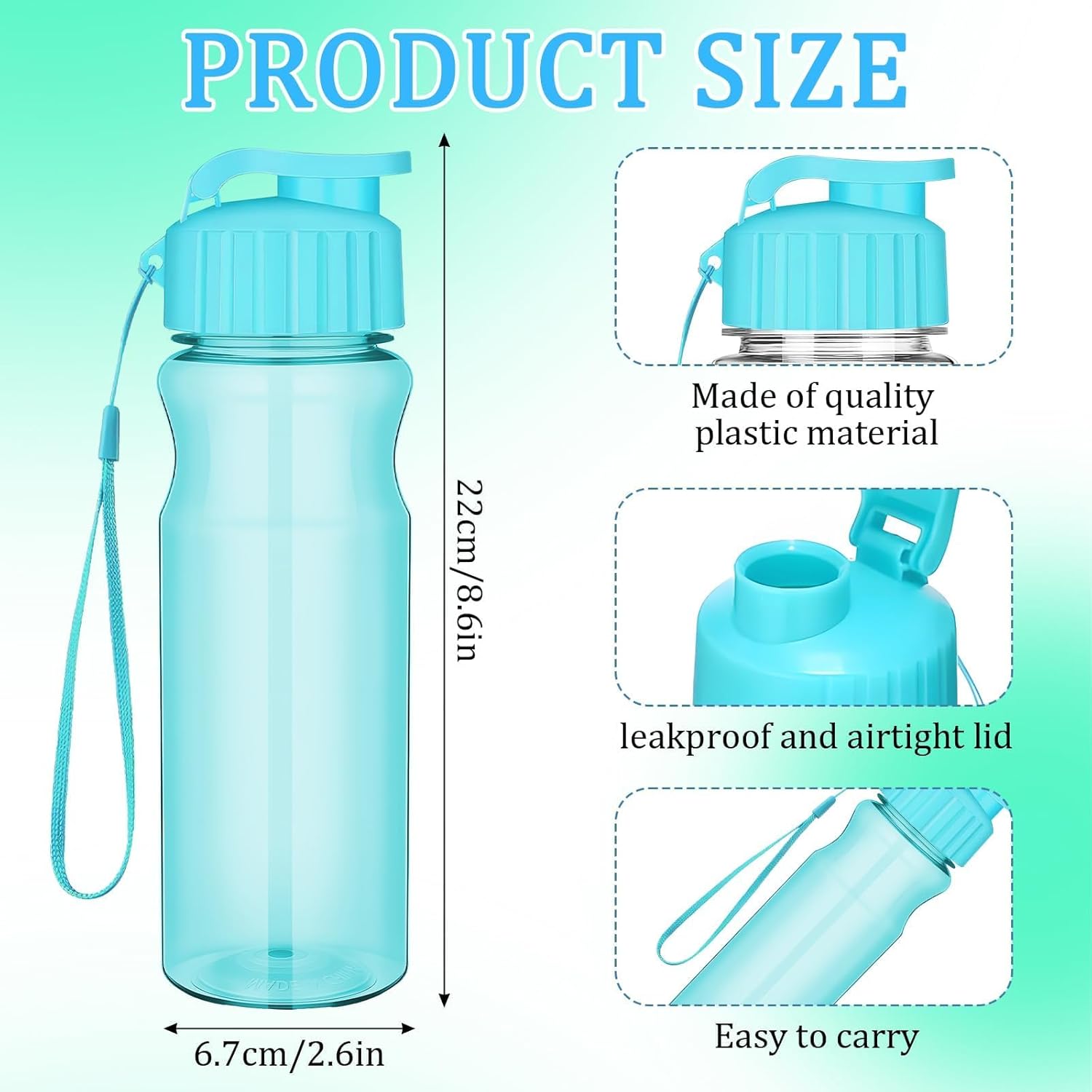 Lot de 20 Gourdes en Plastique 500ml Réutilisables, Bouteilles d’Eau Légeres avec Bouchon à Rabat et Poignée, Anti-Fuite pour Enfants Adultes École Sport Plein Air – 4 Couleurs