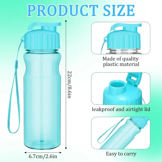 Lot de 20 Gourdes en Plastique 500ml Réutilisables, Bouteilles d’Eau Légeres avec Bouchon à Rabat et Poignée, Anti-Fuite pour Enfants Adultes École Sport Plein Air – 4 Couleurs