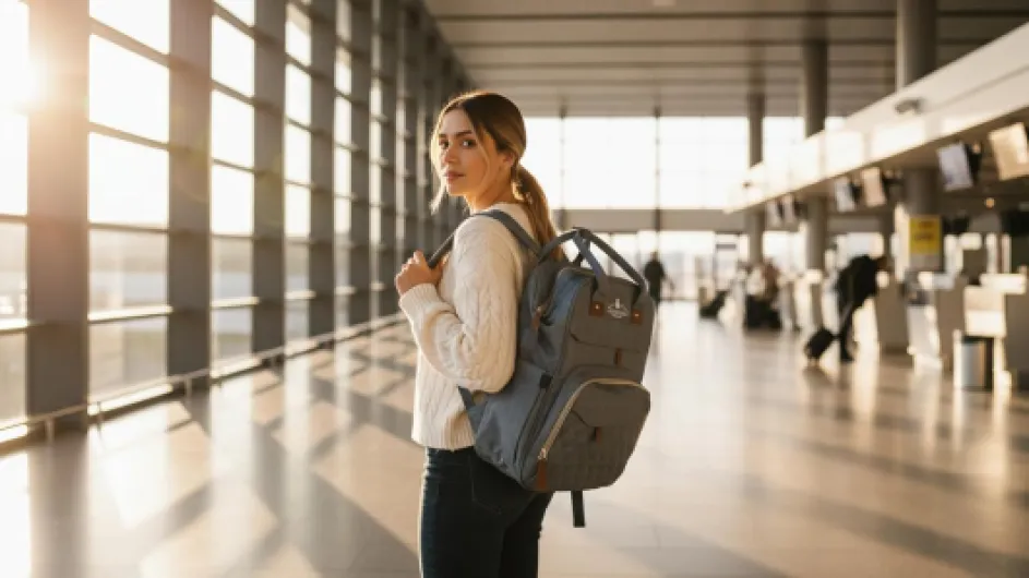 Sac à Dos à Langer – Grande Capacité avec 13 Poches, Station de change, moustiquaires, doublure isothérme, Cable USB.. - Sac de Voyage Multifonction, Imperméable – Gris