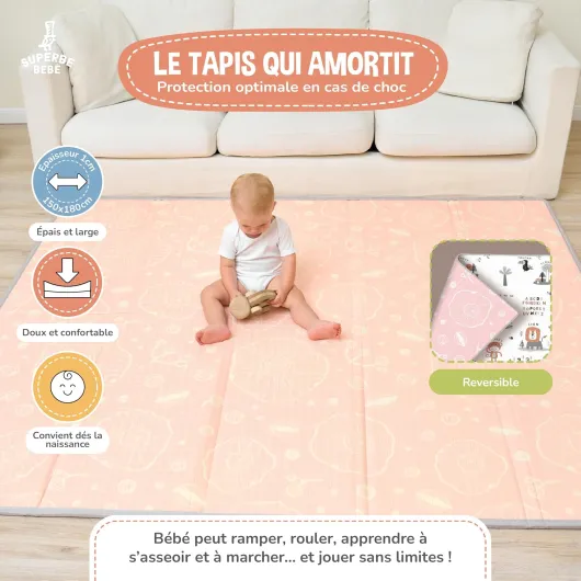 Tapis D'éveil Bébé Pliable Epais Réversible 150x180x1cm - tapis De Jeu Pour Enfant Bebe - tapis De Sol XXL En Mousse - Tapis De Motricité Favorisant Le Développement Sensoriel - Cadeau Naissance Bébé 150x180cm Campaign