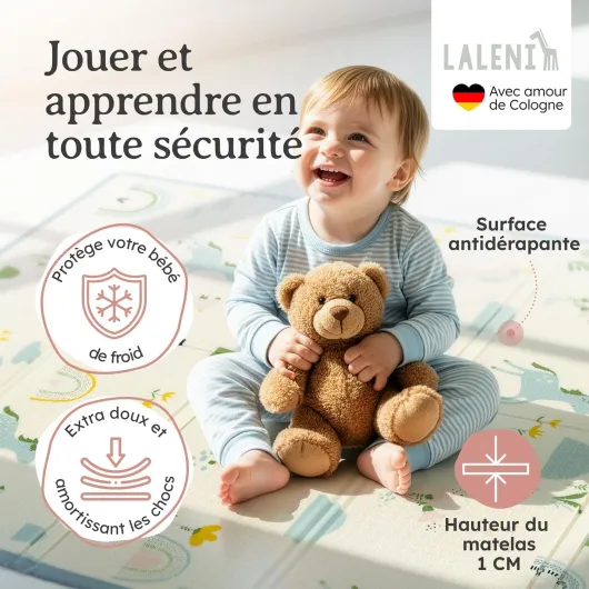 Tapis d’éveil bébé 150 × 180 × 1 cm – imperméable, pliable et antidérapant – revêtement isolant doux pour enfants, utilisable à l’intérieur et à l’extérieur – motif arc-en-ciel Arc-en-ciel 150x180x1cm