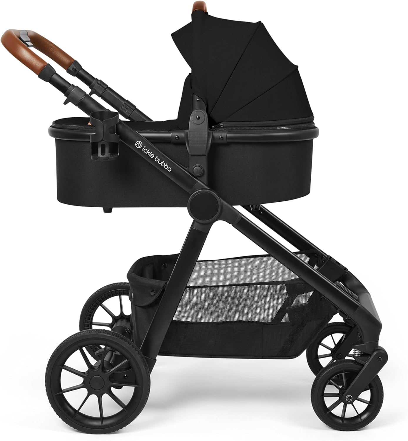 Virgo Twin Système de voyage 11 pièces – Convient dès la naissance, poussette tandem avec nacelle, chancelière et accessoires (noir) Noir / Noir / Marron clair