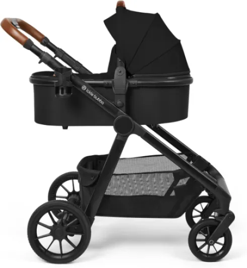 Virgo Twin Système de voyage 11 pièces – Convient dès la naissance, poussette tandem avec nacelle, chancelière et accessoires (noir) Noir / Noir / Marron clair