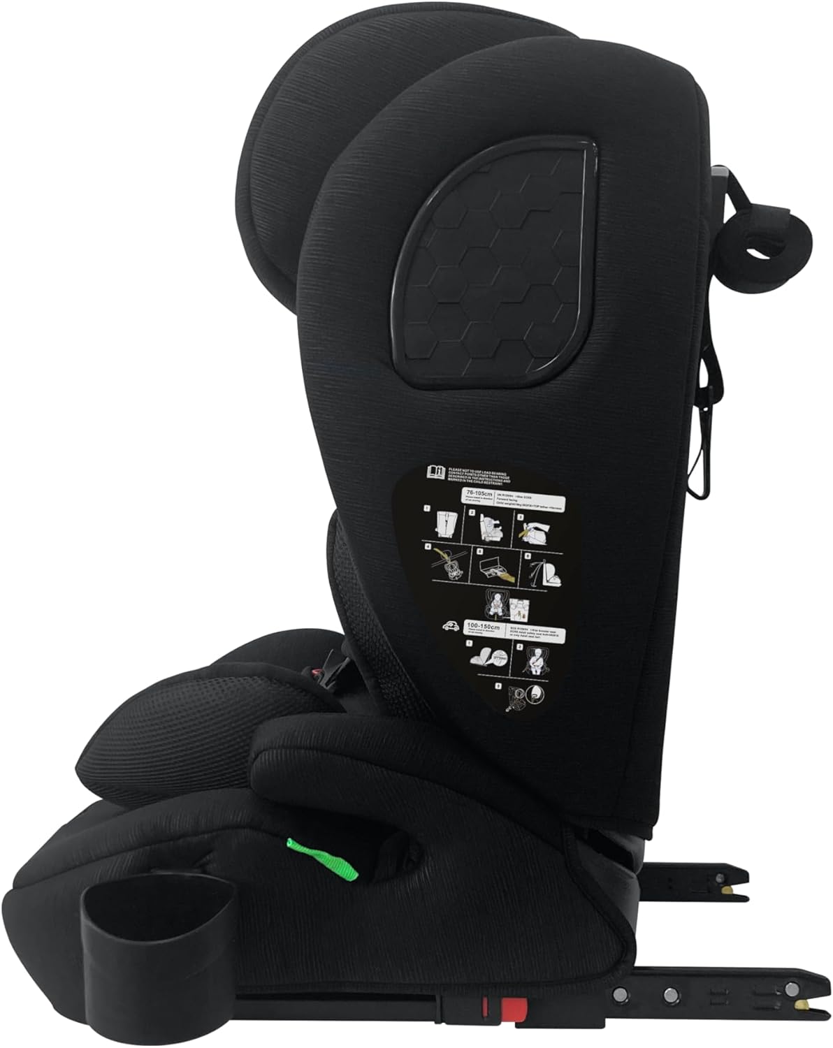 Milano Siège Auto Bébé ISOFIX Évolutif 76-150 cm de 9 à 36 kg 15 Mois à 12 Ans Têtière Ajustable 12 Niveaux de Réglages Protections Latérales Housse Amovible et Lavable Porte Gobelet Noir-Gris
