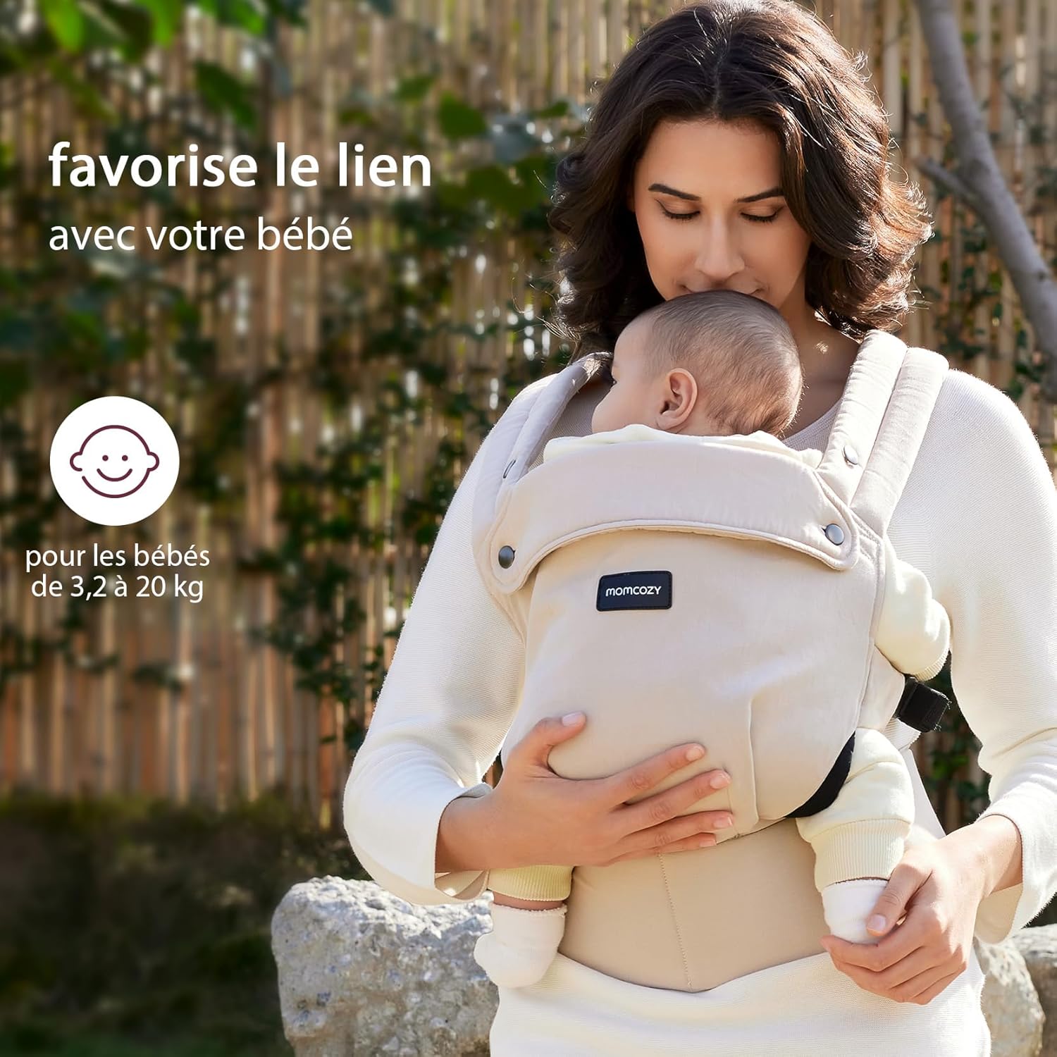 Porte-bébé - Ergonomique, confortable et léger, adapté aux bébés de 3 à 20 kg, facile à enfiler, idéal pour une parentalité mains libres, Kaki