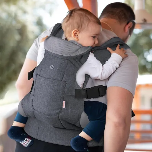 Porte-bébé pour bébés et tout-petits de 0 à 36 mois, Advanced 4-en-1 Porte bebe Facile à porter en position face à face vers l'avant et vers l'arrière pour enfants-Gris foncé