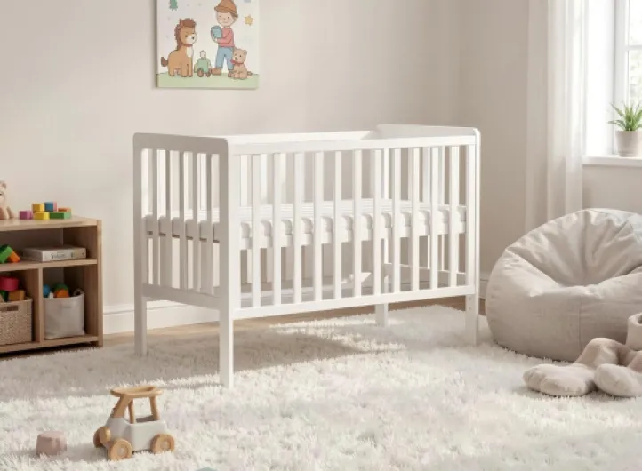 Lit bébé en Bois de 120x60 cm avec Matelas Luxueux en aloès, lit Convertible, Berceau, 3 Positions réglables du lit (120x60 cm) - Réglable en hauteur, Matelas inclus, Facile à observer 120x60cm