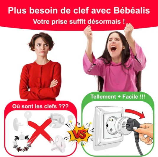 [Pack x10] Cache Prise Bebe Français [ sans Clef Ni Adhésif] - INVENTÉ ET FABRIQUÉ en France - Guide Sécurité Bébé - Protection Enfant - Cache-Prise Électrique Maison Puériculture