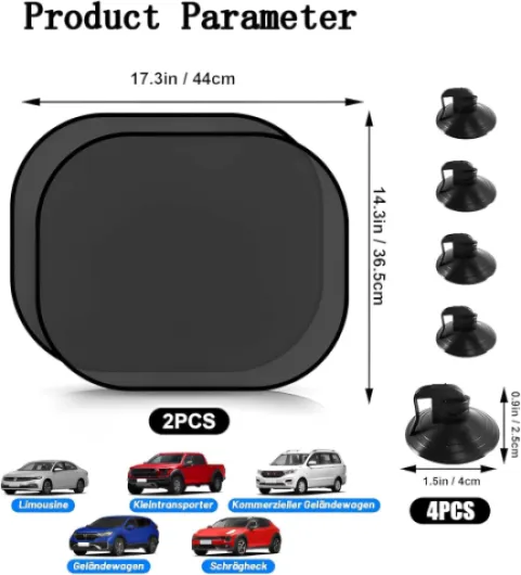 Pare Soleil Voiture Bébé,2 PCS Pare Brise Vitres Latérales,avec 4 Ventouse,Pare Soleil Voiture Enfant Anti UV,Pose Rapide Facile,pour Bébé, Adultes,Chien,Protection Solaire Et UV(Noir) Pare Soleil Voiture-Noir