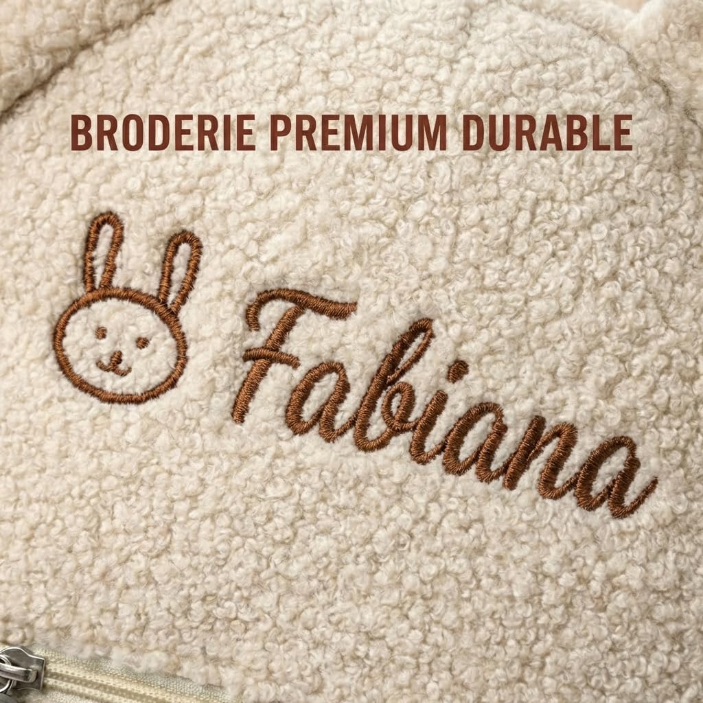 Personnalisable Sac a Dos Enfant, Broderie Petit Sac à Dos Bebe, Mini Cartable Maternelle Fille & Garcon, Peluche Doux Ours Teddy Sac Ecole Bébé Crèche pour L'école et Le Voyage 31cm x 24cm (Vert)