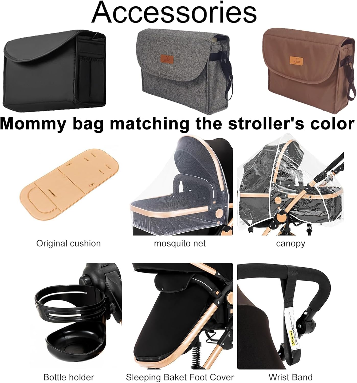 Poussette 3 en 1, Poussette Bebe avec Réversible Deux Façons de Pousser, Pousette avec Cadre Aluminium Haute Paysage, Pousette 3 en 1 avec Conception Pliable en Un Clic (588 Black) 3 in 1 588 Black 3 in 1-588 Model