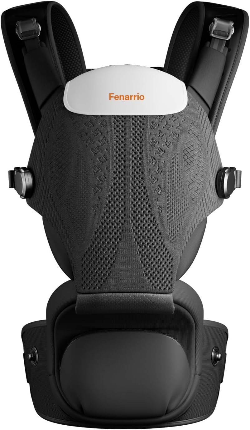 Porte-Bébé Ergonomique avec Siège de Hanche, 4D Respirante, Système 2-en-1 Multi-Positions, Confortable et Réglable, Noir