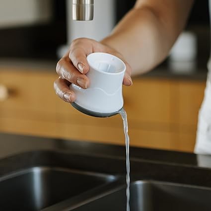 Brosse de Nettoyage pour Biberon et Tétine 2 en 1 avec Support Hygiénique - Goupillon en Silicone - Blanc