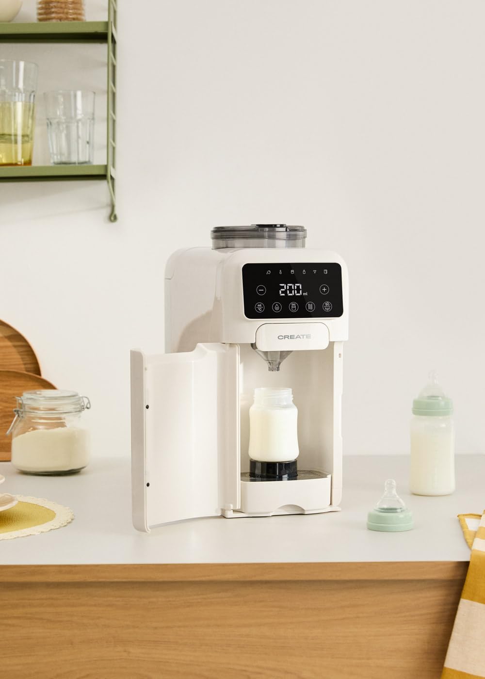 CREATE/BABY THERA MATIC/Préparateur de biberons automatique avec doseur de formule blanc cassé/Température et dosage réglables, différentes hauteurs de biberons, autonettoyage, 1350W