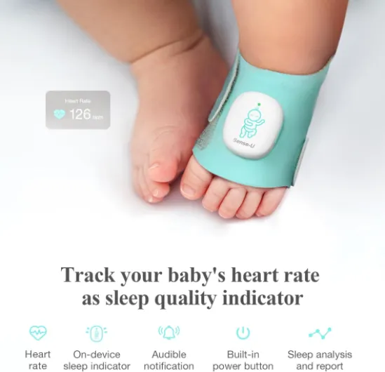 Sense-U Smart Sock Shoe Moniteur de bébé – Suivi de la fréquence cardiaque, des mouvements et du sommeil de bébé, moniteur de pied pour la tranquillité d'esprit