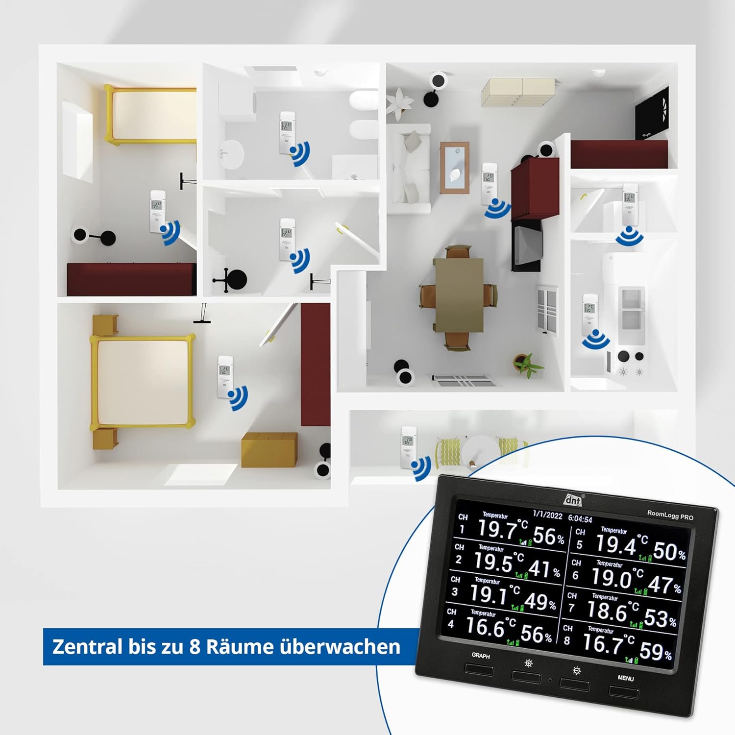 Thermo-hygromètre radiopiloté dnt RoomLogg PRO DNT000004