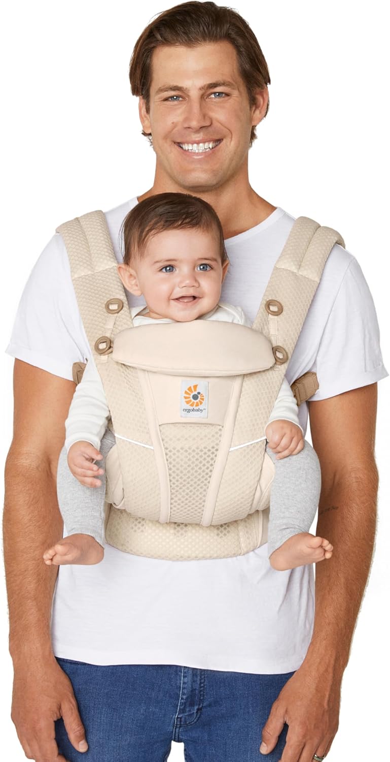 Porte-Bébé Ergobaby Omni Breeze pour nouveau-nés, de la naissance à 20,4 kg, porte-bébé ergonomique 4 positions en Mesh SoftFlex™ pour portage ventral, sur le côté et dans le dos (Natural Beige) Natural Beige Omni Breeze