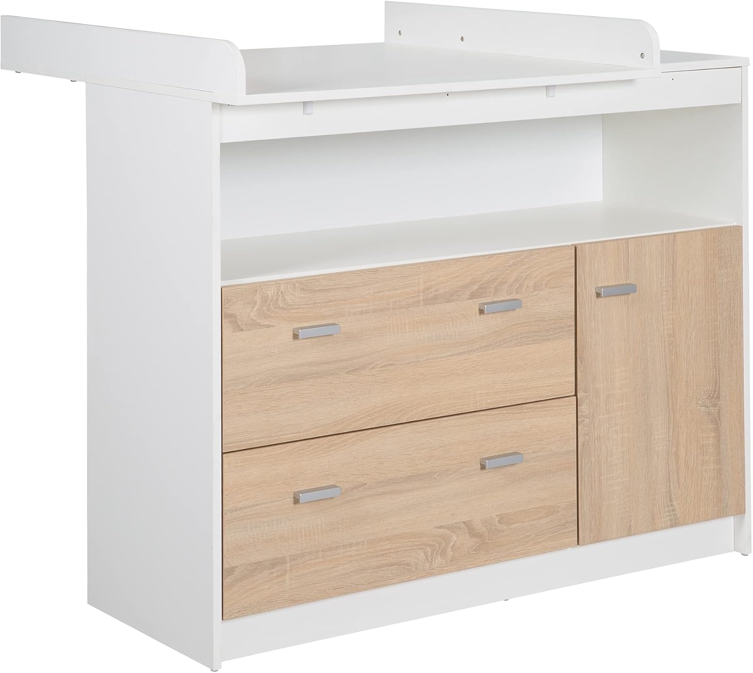 Chambre Bébé Duo Gabriella - Lit Évolutif 70 x 140 cm + Commode à Langer - Meubles Certifiés EPH - Blanc / Décor Bois