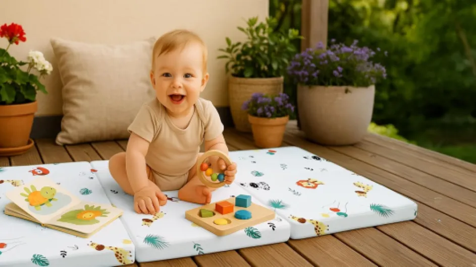 Matelas Bebe Pliable 60x120 cm pour lit - Matelas bébé pour Lits Parapluie Sol Enfant et Respirant en Mousse avec Lavable Housse 60 x 120 cm Ours en Peluche