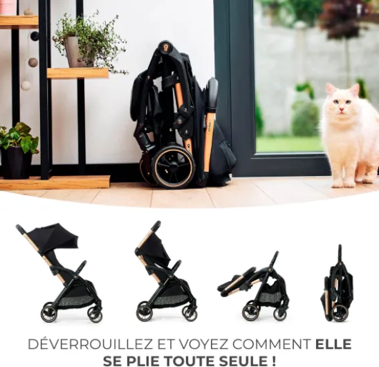 Kinderkraft APINO Poussette Légère, Ne Pèse Que 7,5 kg, Poussette De Voyage, Pliage automatique, AUTO FOLDING, Facile À Pince, Dossier Réglable En Position Allongée, poids maximum jusqu'à 24 kg, Beige