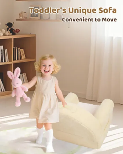Fauteuil Enfant - Fauteuil Confortable et ludique en Mousse avec Revêtement Velour, Canapé Moderne Beige pour Enfants Blanc