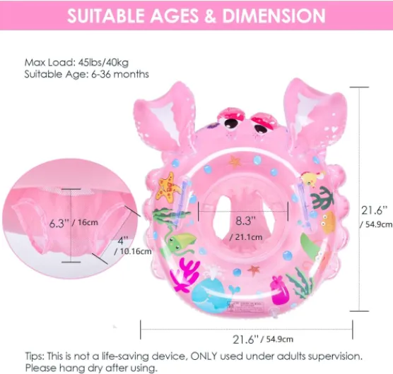 Bébé Siège de Piscine avec kit de Patch Anneau de Natation Enfant Bague De Natation Flottante Bouée Siège Gonflable pour Bébé pour 6 Mois-3 Ans Rosa rose