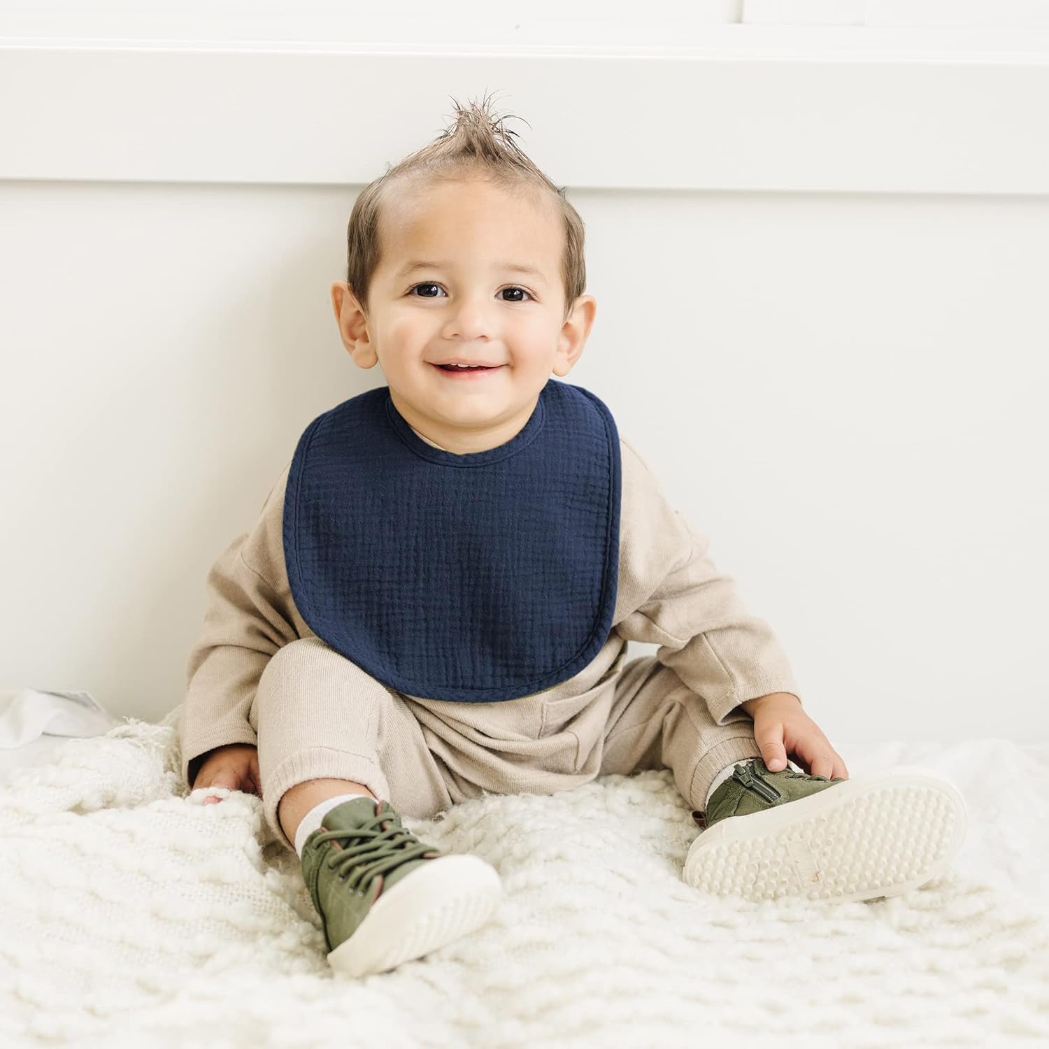 SLOSH Bavoirs Bébé Naissance Bebe Nouveau Né Coton Doux Absorbant Respirent Nourrissons Unisex Garçons Filles Bleu